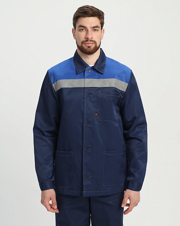 Костюм Стандарт СОП усиленный (тк.Смесовая,210) брюки, т.синий/васильковый