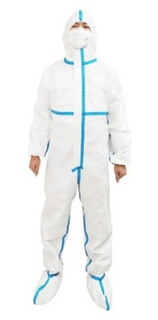 Комбинезон одноразовый изолирующий с пришитыми бахилами