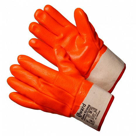 Gward Flame Strong Трикотажные утепленные перчатки с оранжевым МБС покрытием с манжетом крагой